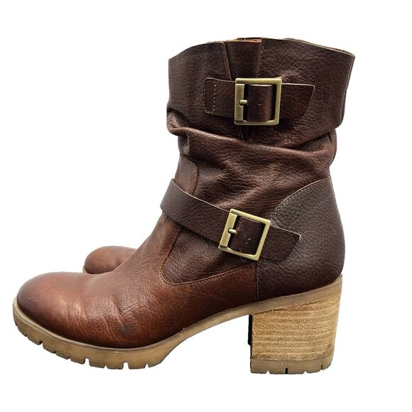 Korks Amund Brown Leather Slouch Ankle Bootie Combat Moto Bojo Style Size 11 - Picture 6 of 11